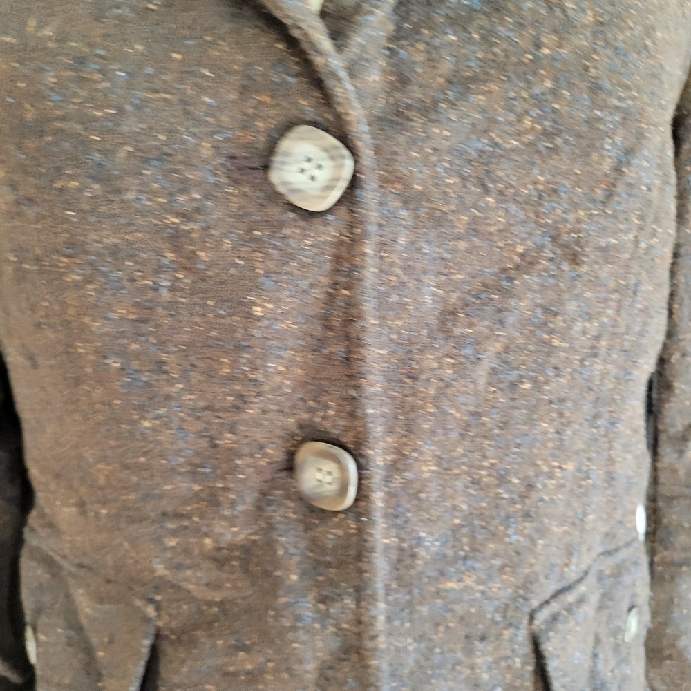 LL Bean brown speckled tweed wool blend blazer S-Petite - Picture 2 of 9